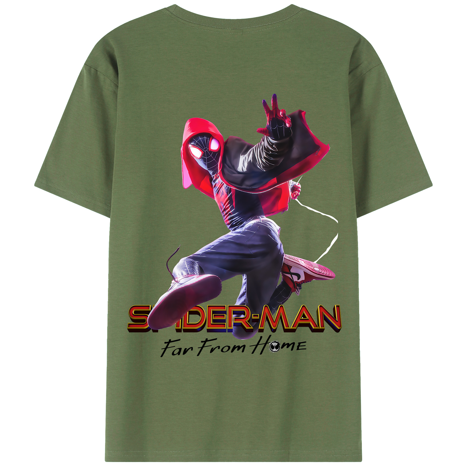 （画像用） Spider Man スパイダーマン 綿100％ メンズ半袖Tシャツ（バックプリント） 通気性